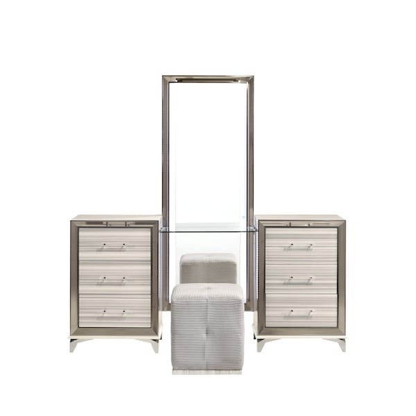 Global Furniture Usa Modern  Zebra Zambrano White King Bed Group With Vanity Set - 5128