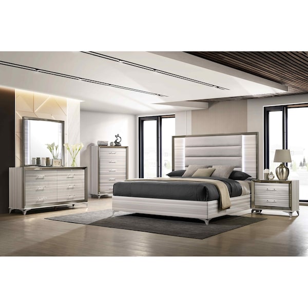 Global Furniture Usa Modern  Zebra Zambrano White King Bed Group With Vanity Set - 5128