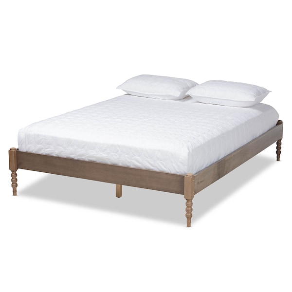 Baxton Studio Cielle Weathered Grey Oak Finished Wood Full Size Platform Bed Frame - 161-10190