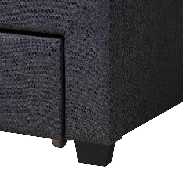 Baxton Studio Braylon Transitional Charcoal Grey Fabric and Dark Brown Finished Wood 3-Drawer Platform Bed-Full - 232-13076-ZORO