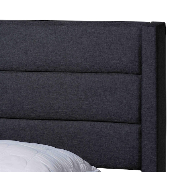Baxton Studio Braylon Transitional Charcoal Grey Fabric and Dark Brown Finished Wood 3-Drawer Platform Bed-Full - 232-13076-ZORO
