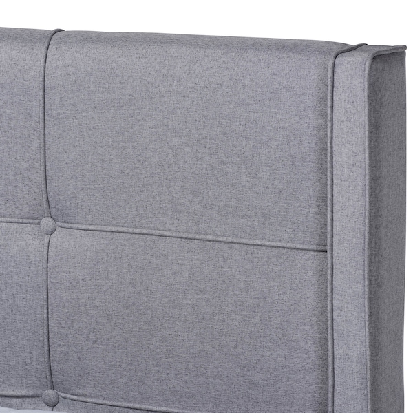 Baxton Studio Edmond Grey Upholstered and Ash Walnut Wood King Size Platform Bed - 164-10667