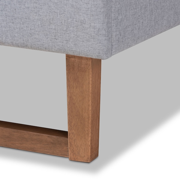 Baxton Studio Eloise Grey Upholstered and Ash Walnut Wood Full Size Platform Bed - 164-9416-9419