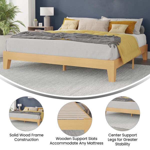 Flash Furniture Natural Pine King Size Solid Wood Platform Bed - YKC-1090-K-NAT-GG