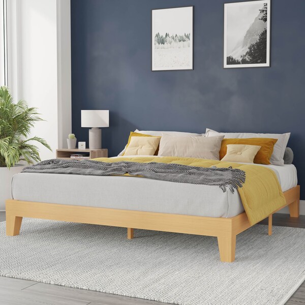 Flash Furniture Natural Pine King Size Solid Wood Platform Bed - YKC-1090-K-NAT-GG