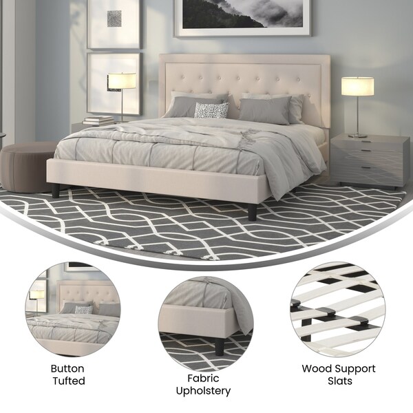 Flash Furniture Roxbury King Platform Bed, Beige - SL-BK5-K-B-GG