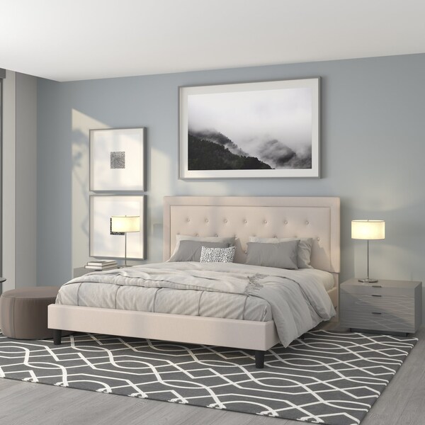 Flash Furniture Roxbury King Platform Bed, Beige - SL-BK5-K-B-GG