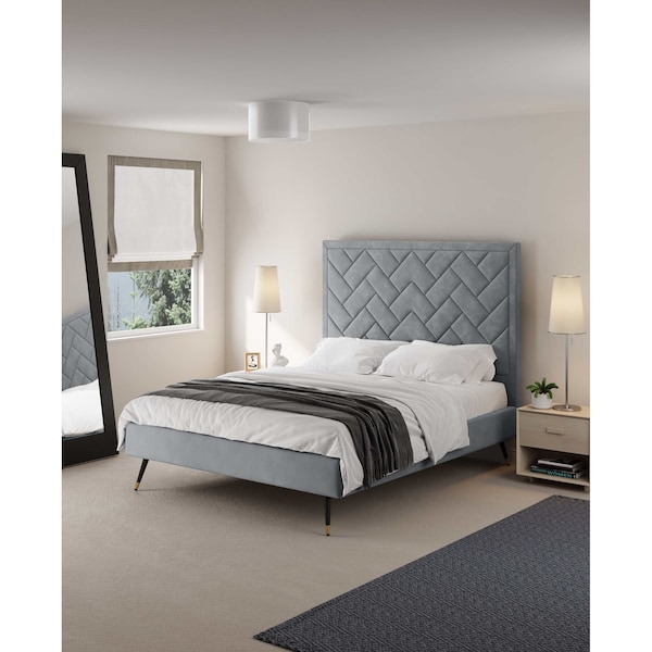 Manhattan Comfort Crosby Queen-Size Bed in Grey - BD009-QN-GY
