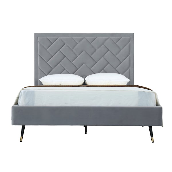 Manhattan Comfort Crosby Queen-Size Bed in Grey - BD009-QN-GY