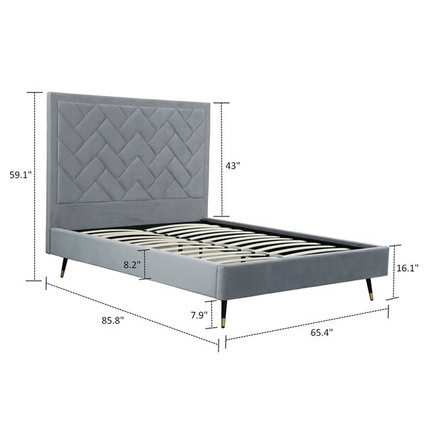 Manhattan Comfort Crosby Queen-Size Bed in Grey - BD009-QN-GY