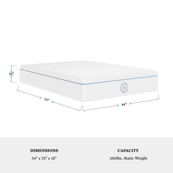 Martha Stewart SleepComplete 12 Inch Full Medium Dual-Action Cooling Gel and Green Tea Memory Foam Mattress - CL-MODD-12F-MS