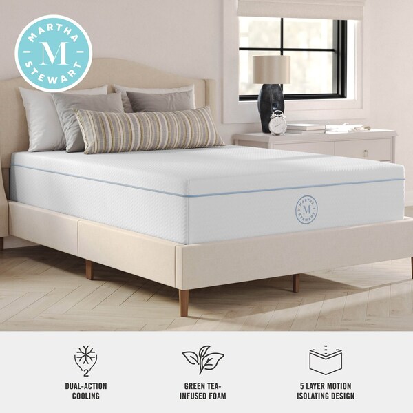 Martha Stewart SleepComplete 12 Inch Full Medium Dual-Action Cooling Gel and Green Tea Memory Foam Mattress - CL-MODD-12F-MS