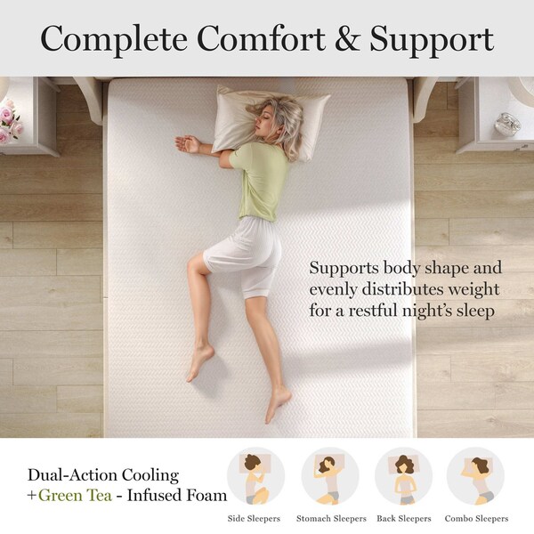 Martha Stewart SleepComplete 12 Inch Full Medium Dual-Action Cooling Gel and Green Tea Memory Foam Mattress - CL-MODD-12F-MS