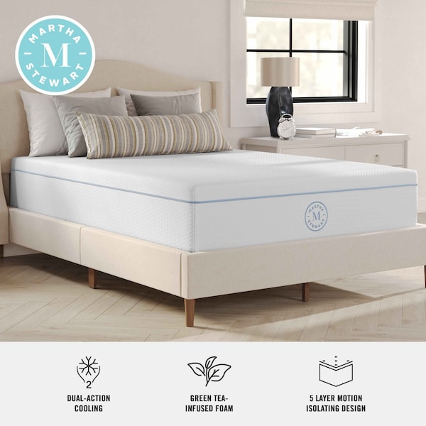 Martha Stewart SleepComplete 12 Inch Full Medium Dual-Action Cooling Gel and Green Tea Memory Foam Mattress - CL-MODD-12F-MS