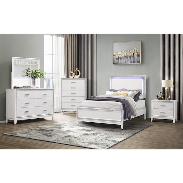 Global Furniture Usa Transitional Glam  Lily White Full Bed - 3013