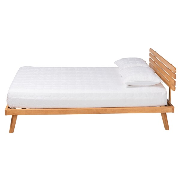 Baxton Studio Joaquin Modern Japandi Rustic Brown Finished Wood Queen Size Platform Bed - 235-13241-ZORO