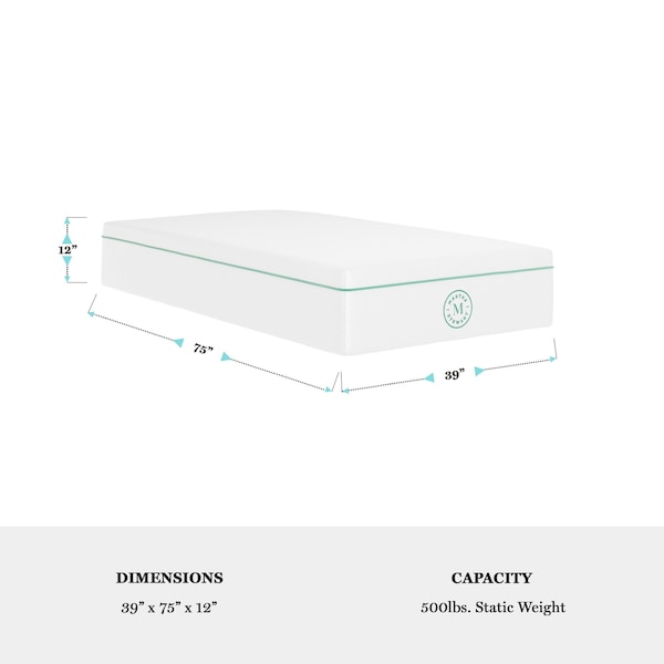 Martha Stewart SleepComplete 12 Inch Twin Medium Firm Triple-Action Cooling Gel Memory Foam Mattress - CL-MODD1-12T-MS