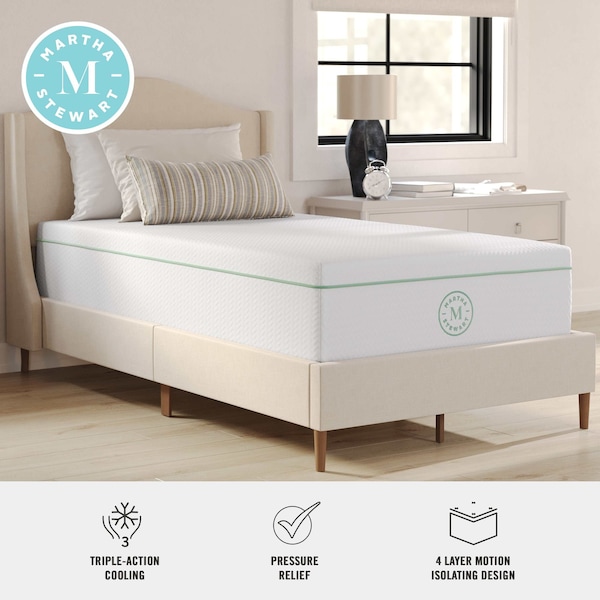 Martha Stewart SleepComplete 12 Inch Twin Medium Firm Triple-Action Cooling Gel Memory Foam Mattress - CL-MODD1-12T-MS