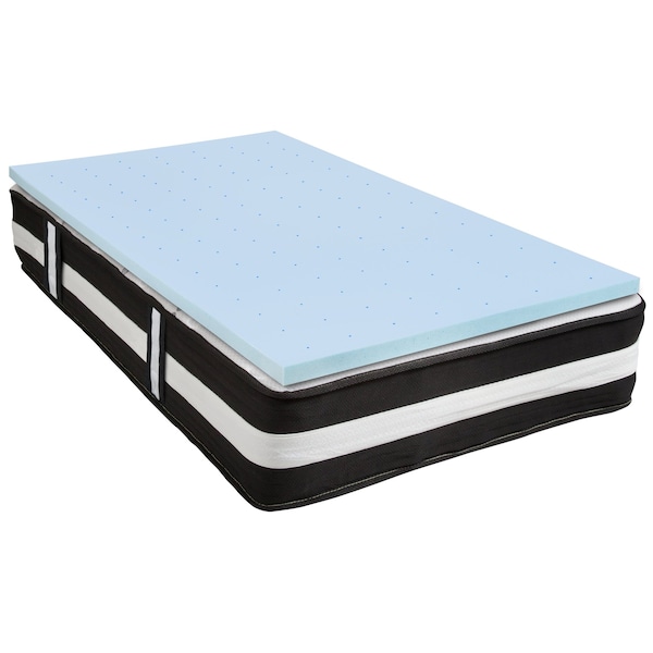 Flash Furniture 12" Twin Mattress & Memory Foam Topper Bundle - CL-E230P-2M35-T-GG