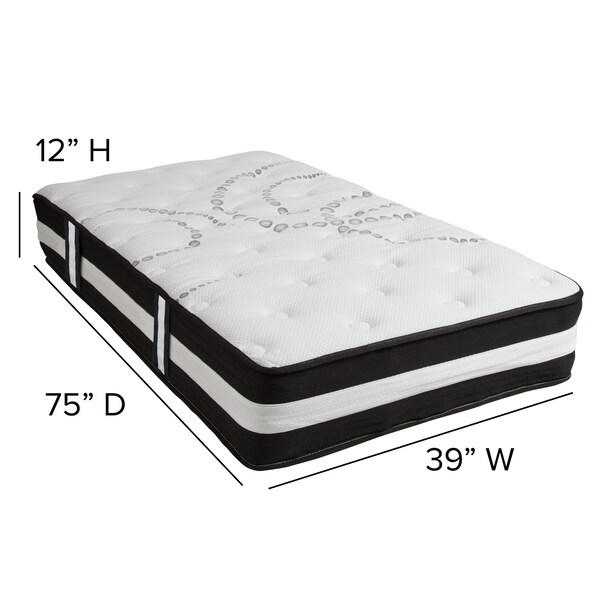 Flash Furniture 12" Twin Mattress & Memory Foam Topper Bundle - CL-E230P-2M35-T-GG