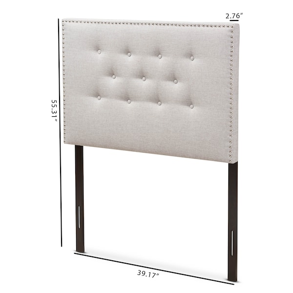 Baxton Studio Windsor Modern Greyish Beige Upholstered Twin Size Headboard - 142-8302