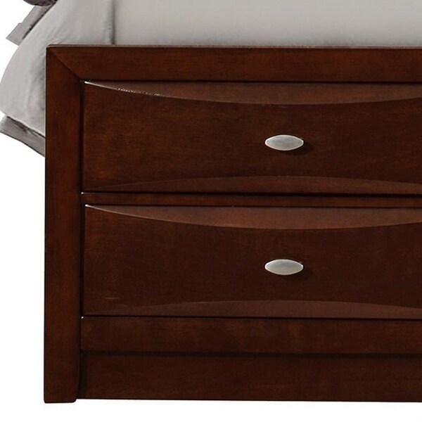 Homeroots New Merlot veneer Full Bed with Bookcase Headboard 10 Drawers - 383804