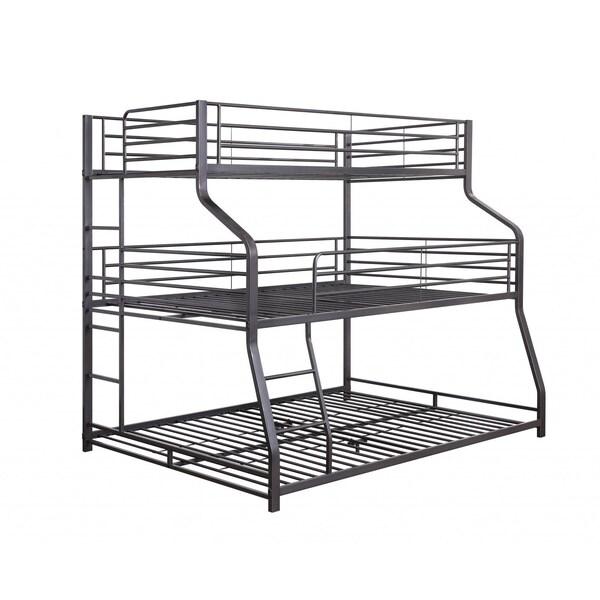 Homeroots 62 x 83 x 74 in. TwinFull & Queen Gunmetal Metal Triple Bunk Bed - 347194