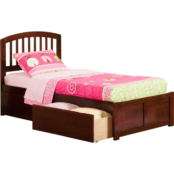 Atlantic Furniture Richmond Flat Panel Foot Board with Urban Bed Drawers, Antique Walnut - Twin Extra Large - AR8812114