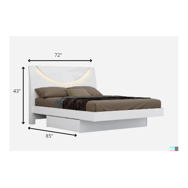 Homeroots White California King Size Bed 72 x 85 x 43 in. - 366256