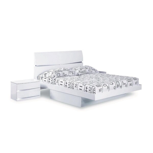 Homeroots 80 x 60 x 42.5 in. Modern Queen White High Gloss Bed - 343938