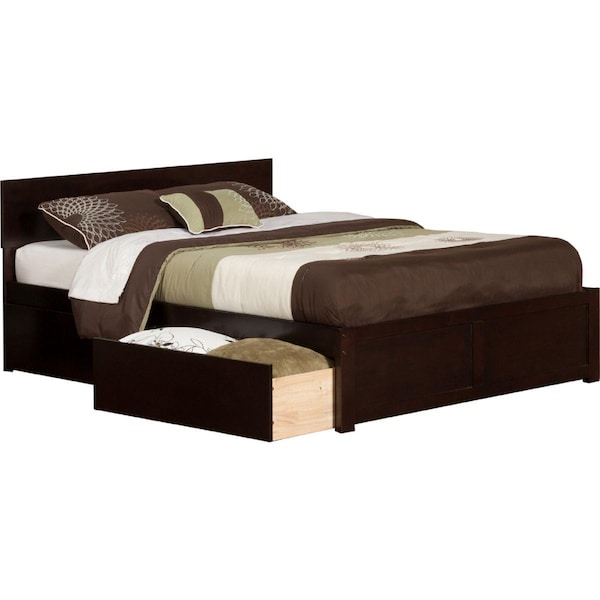 Atlantic Furniture Orlando Flat Panel Foot Board with Urban Bed Drawers, Espresso - King - AR8152111