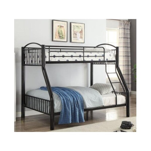 Homeroots 78 x 56 x 67 in. Twin Over Full Black Bunk Bed - 286161