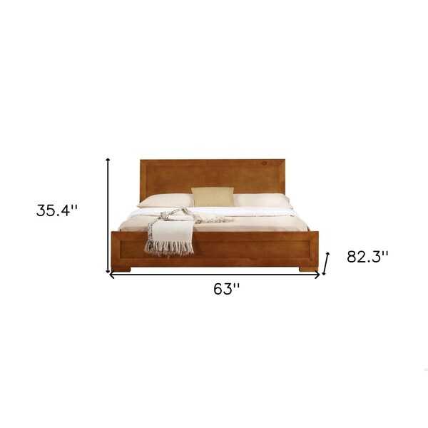 Homeroots 35.4 x 63 x 82.3 in. Oak Wood Queen Size Platform Bed - 397101
