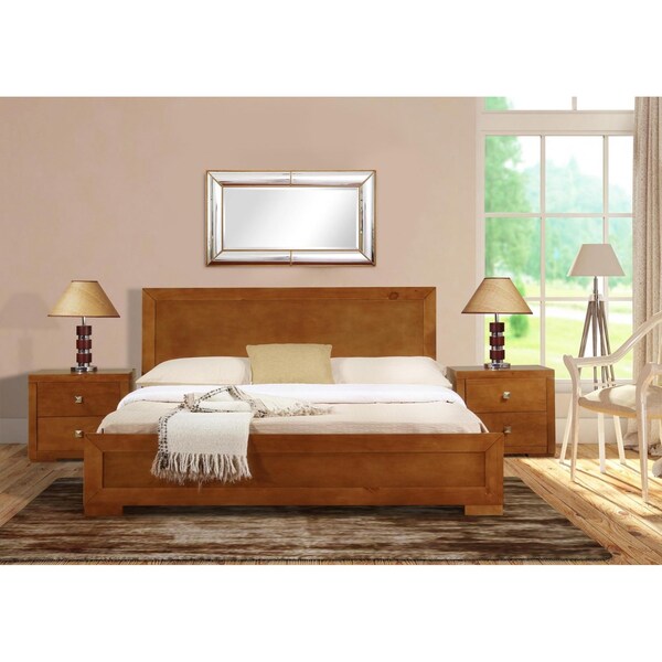 Homeroots 35.4 x 63 x 82.3 in. Oak Wood Queen Size Platform Bed - 397101