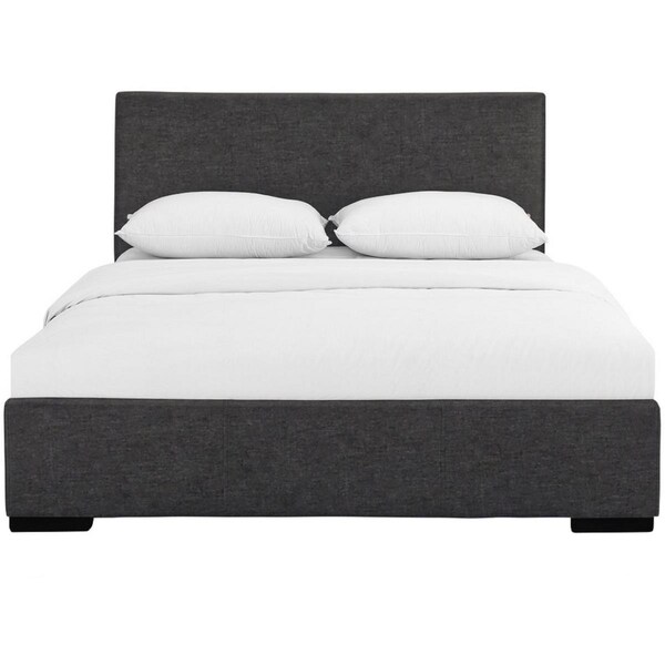 Homeroots 34.8 x 63.4 x 85.4 in. Gray Upholstered Queen Size Platform Bed - 397035
