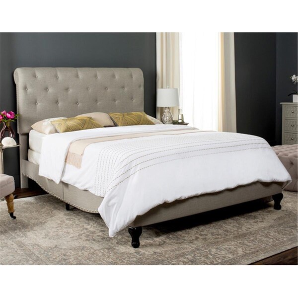 Safavieh Hathaway Full Size Upholstered Panel Bed- Grey - 52.3 x 59 x 88 in. - FOX6214D-F