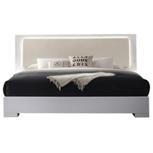 Best Master Furniture Athens White Lacquer Platform King Bed with LED Lighting - ATHENS EASTERN KING BED
