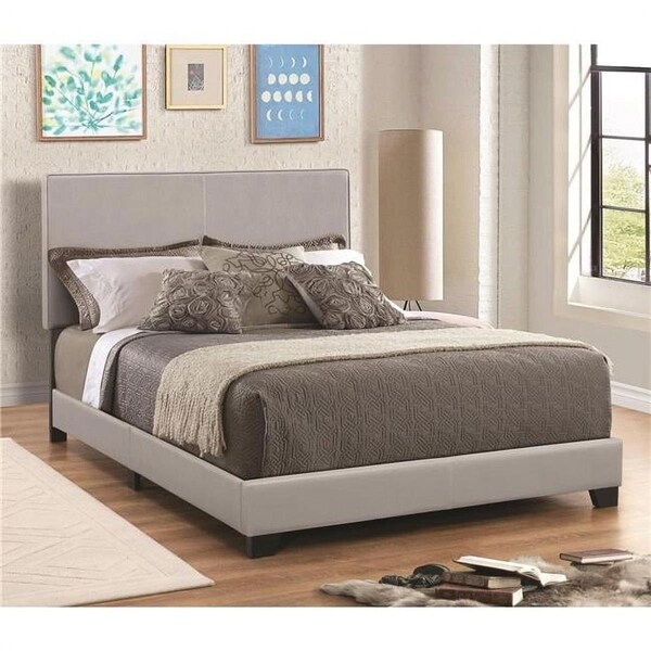 Benzara Leather Upholstered Full Size Platform Bed, Gray - 45.75 x 58 x 81.25 in. - BM182796