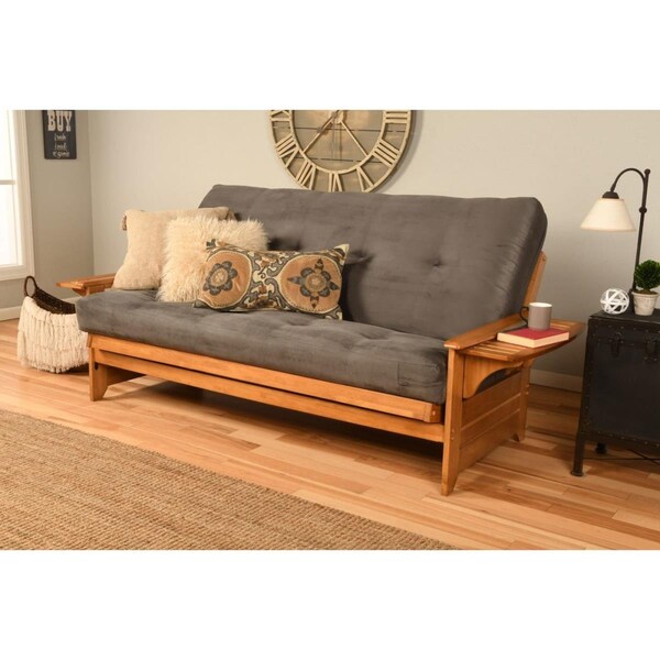 Kodiak Phoenix Butternut Futon Frame with Suede Gray Mattress - Full Size - KFPHBTSGRYLF5MD3