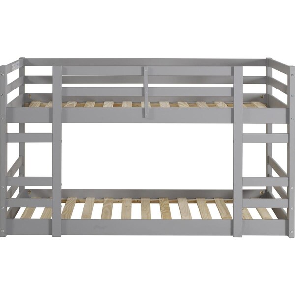 Walker Edison Furniture Walker Edison Furniture Low Wood Twin Bunk Bed, Grey - BWJRTOTGY