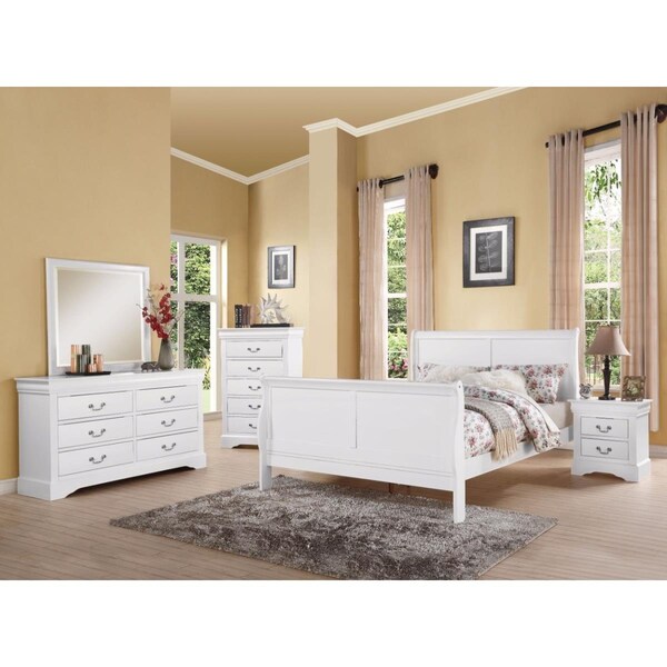 Benzara 47 x 63 x 92 in. Classy Transitional Style Queen Size Sleigh Bed, White - BM156016