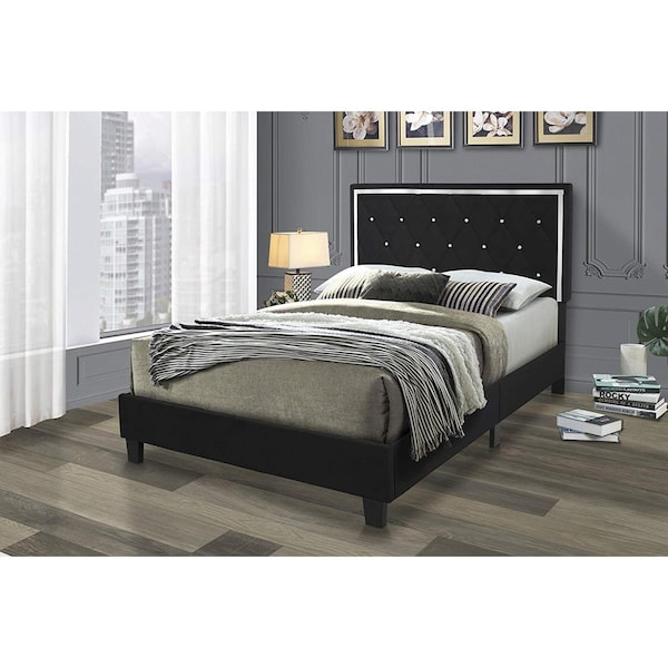 Better Home Monica Velvet Upholstered King Size Platform Bed, Black - MONICA-60-BLK