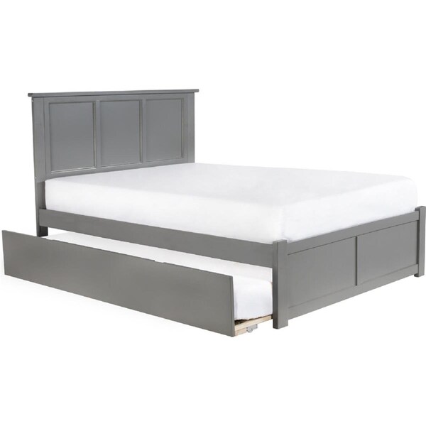 Atlantic Furniture Atlantic Furniture AR8632019 Madison Full Platform Bed with Flat Panel Foot Board & Twin Urban Trundle Bed - Grey - AR8632019
