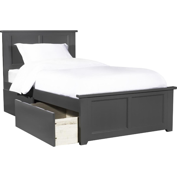 Atlantic Furniture Madison Twin Platform Bed with Matching Foot Board with 2 Urban Bed Drawers - Grey - AR8626119