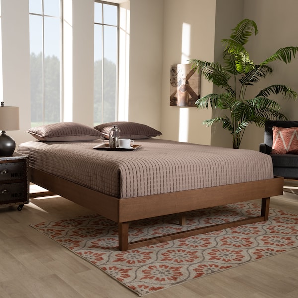 Baxton Studio Liliya Walnut Brown Finished Wood Queen Size Platform Bed Frame - 156-9411