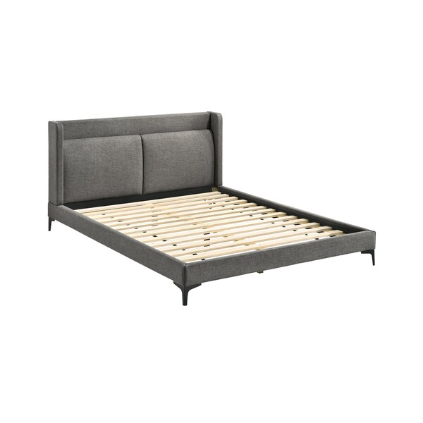 Armen Living Legend 4 Piece Gray Fabric Queen Platform Bedroom Set with Dresser and Nightstands - SETLEBDCHQN4B