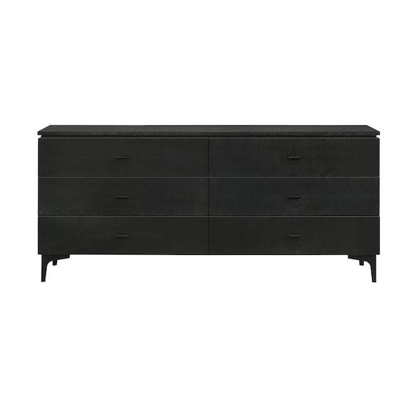Armen Living Legend 4 Piece Gray Fabric Queen Platform Bedroom Set with Dresser and Nightstands - SETLEBDCHQN4B