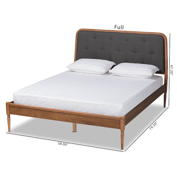 Baxton Studio Diantha Traditional Dark Grey Fabric Upholstered and Walnut Brown Finished Wood Platform Bed-King - 192-11494-ZORO