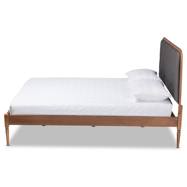 Baxton Studio Diantha Traditional Dark Grey Fabric Upholstered and Walnut Brown Finished Wood Platform Bed-King - 192-11494-ZORO