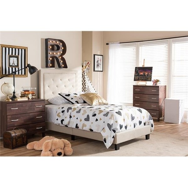Baxton Studio Baxton Studio WA1212-Twin-Beige Paris Modern & Contemporary Beige Linen Upholstered Twin Tufting Bed - 50.9 x 41.93 x 78.39 in. - WA1212-TWIN-BEIGE